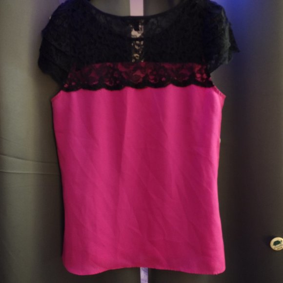 Express Lace Top Hot Pink Blouse - Size XS - Picture 2 of 3